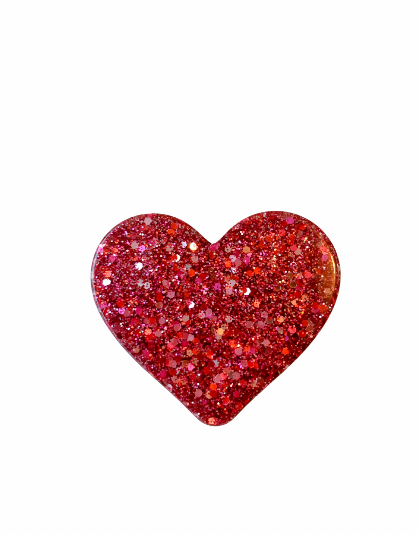 Pin's/Broche à paillettes en forme de Coeur - Melange de Rose