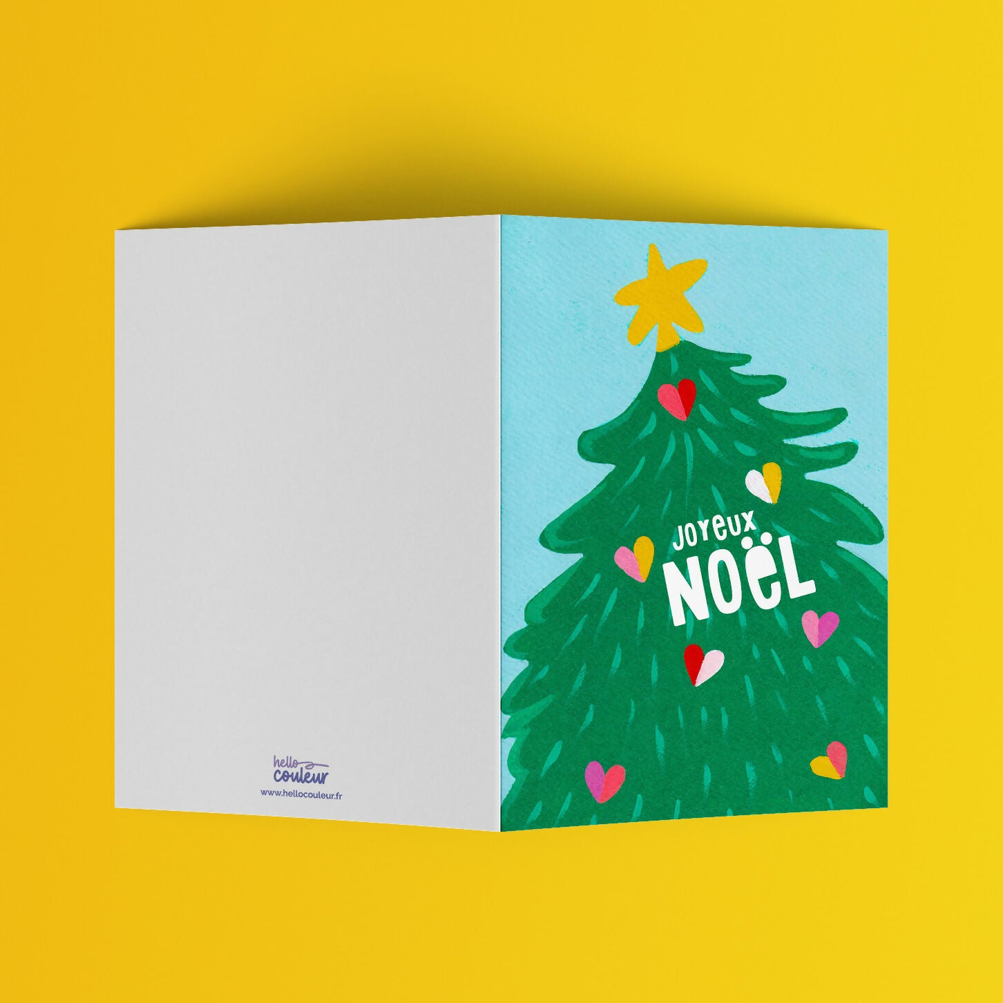 Carte pliée - Sapin aux cœurs