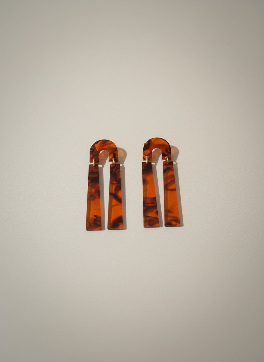 Boucles d'oreilles marbré marron