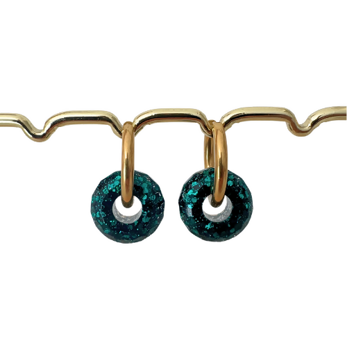 Boucles d'oreilles à paillettes - Boules - Emeraude
