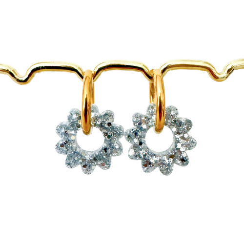 Boucles d'Oreilles Créoles - Marguerites - Argent