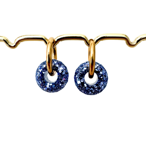 Boucles d'oreilles à paillettes - Boules - Bleu Glace