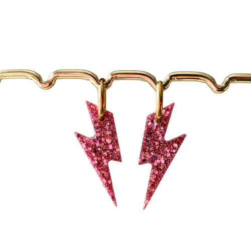Boucles d'oreilles à paillettes - Éclairs - Rose