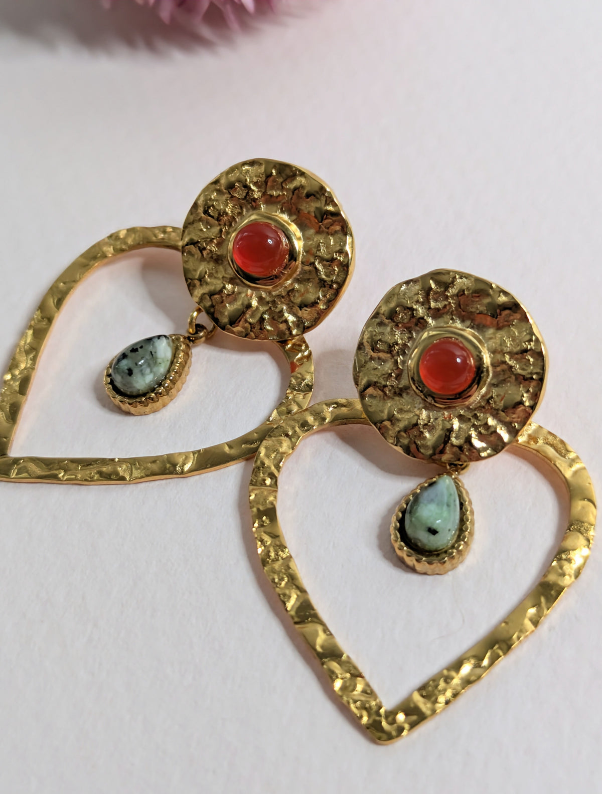 Boucles d'oreilles Debbie - turquoise africaine et cornaline