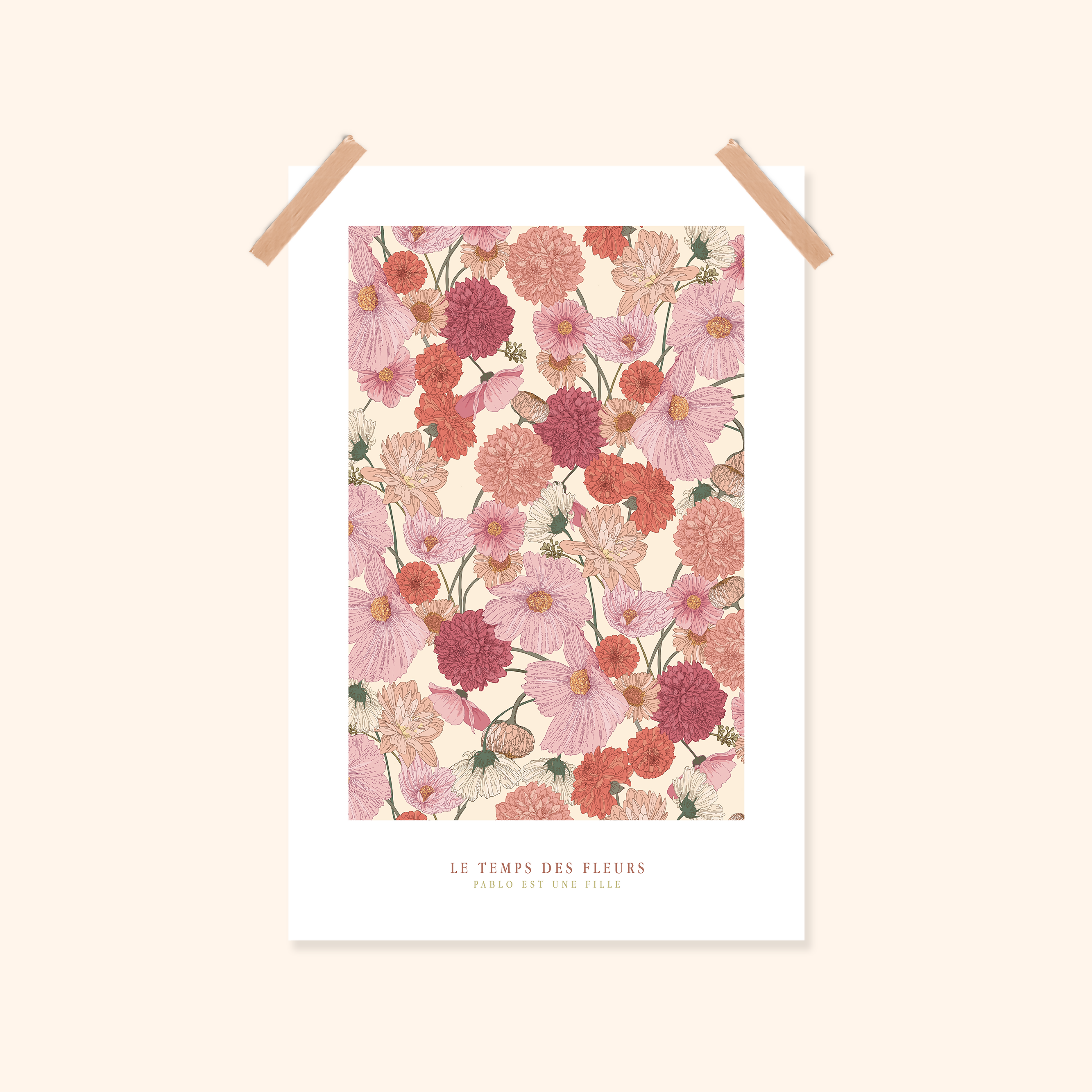 Fleurs roses 20x30 rose