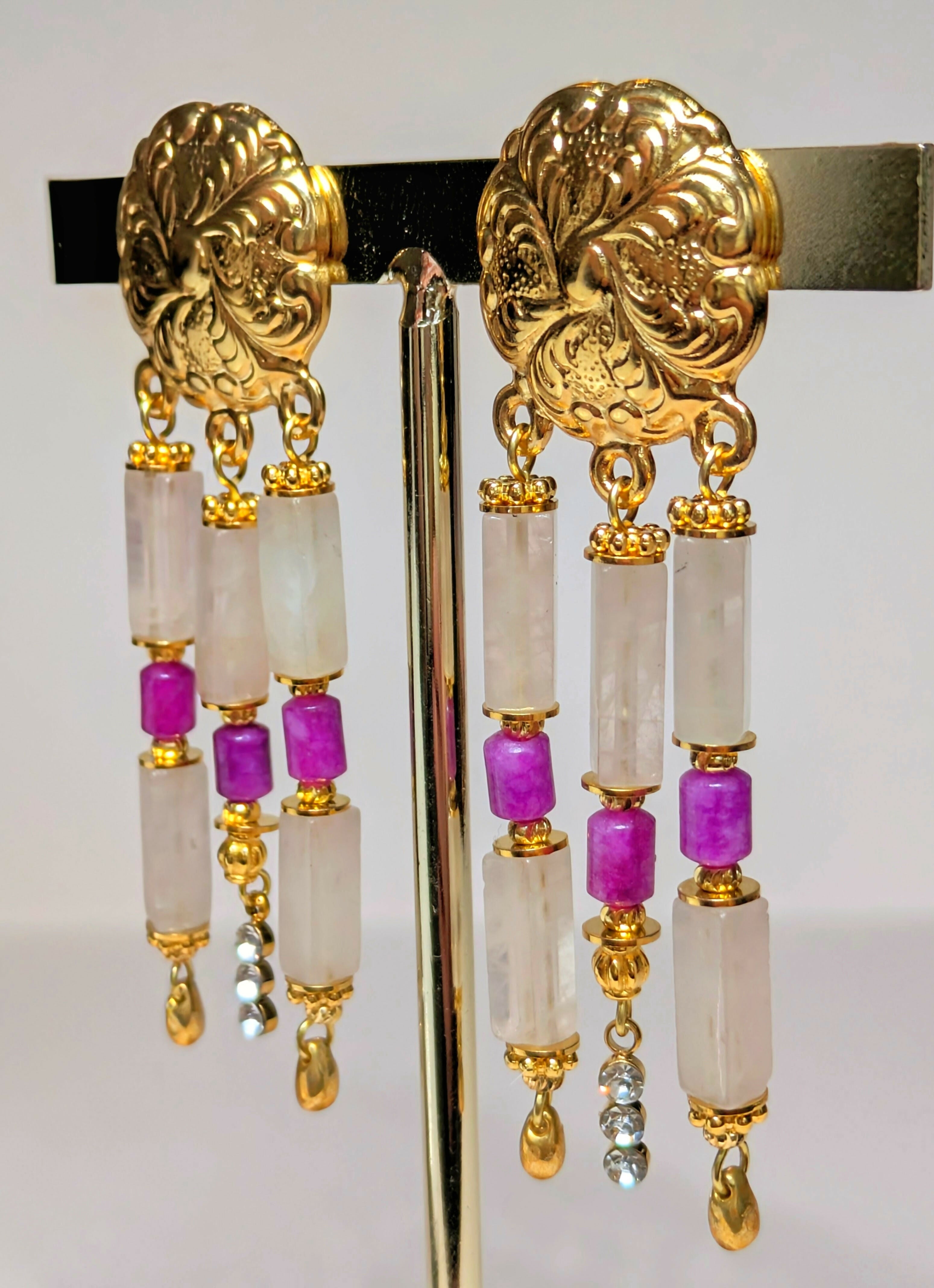 Boucles d'oreilles Esmée - quartz rose