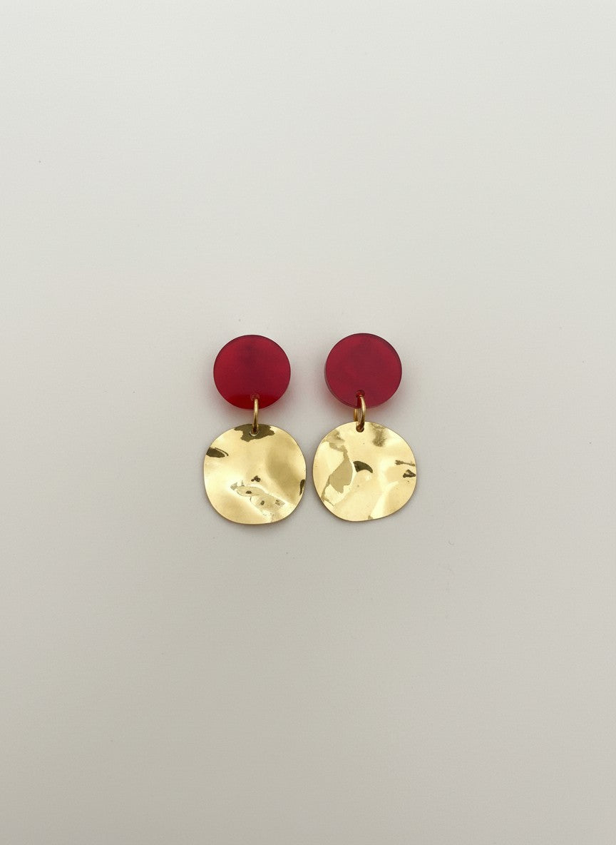 Boucle d'oreille marbré rouge