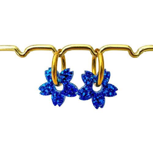 Boucle d'oreilles à paillettes - Fleur de Tiaré - Bleu Marrakech