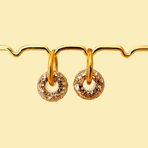 Boucles d'oreilles à paillettes - Boules - Dorée
