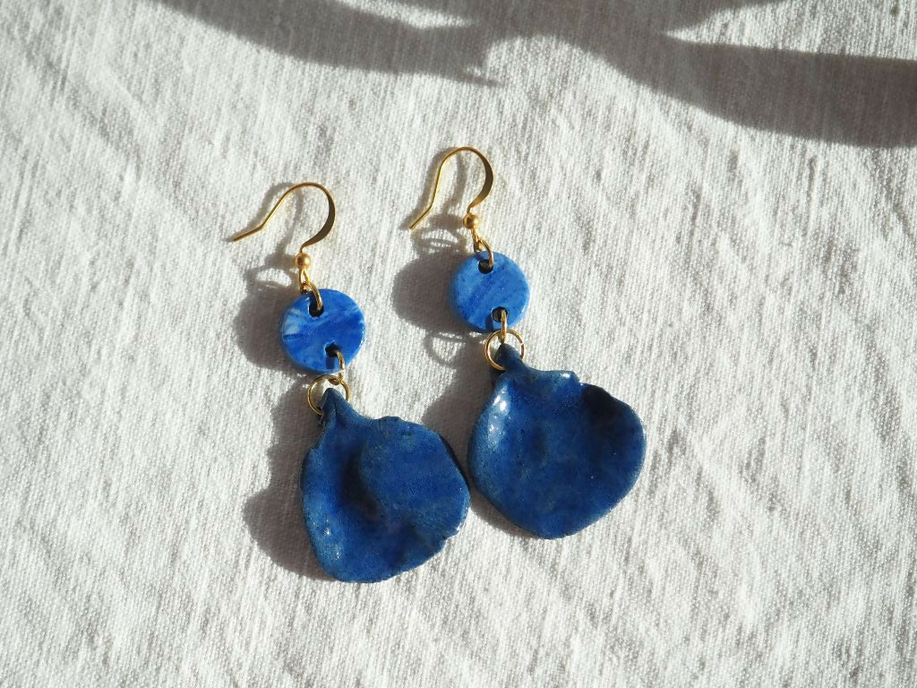 Boucles d'oreilles doubles bleues