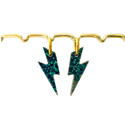 Boucles d'oreilles à paillettes - Éclairs - Emeraude