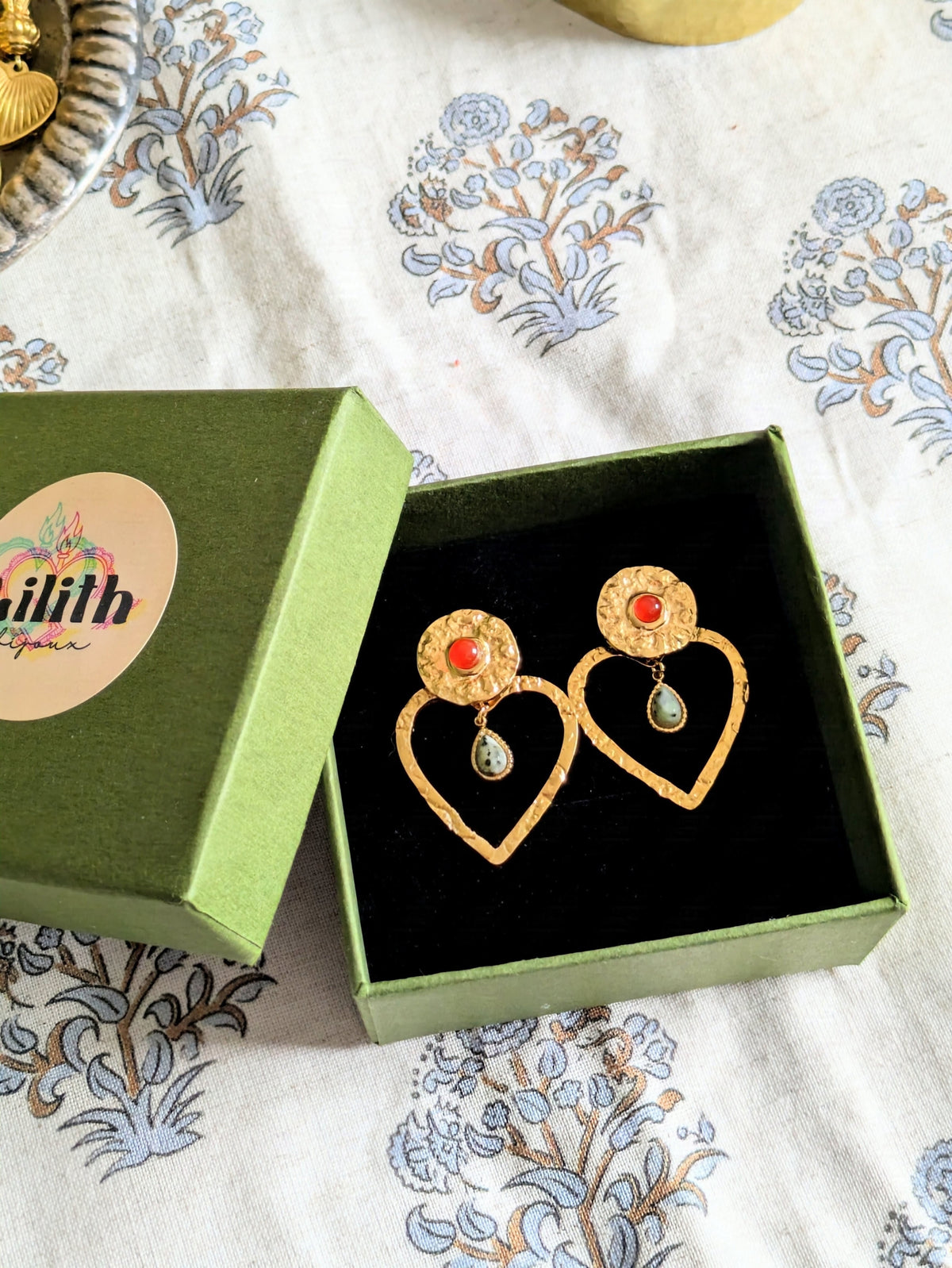 Boucles d'oreilles Debbie - turquoise africaine et cornaline