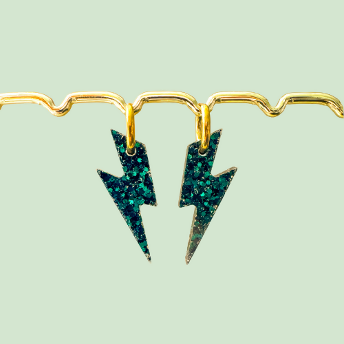 Boucles d'oreilles à paillettes - Éclairs - Emeraude
