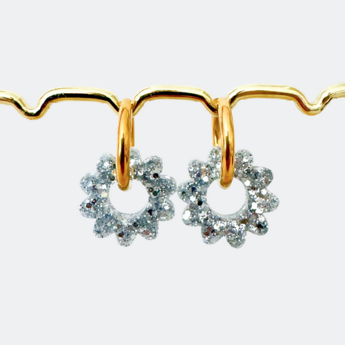 Boucles d'Oreilles Créoles - Marguerites - Argent