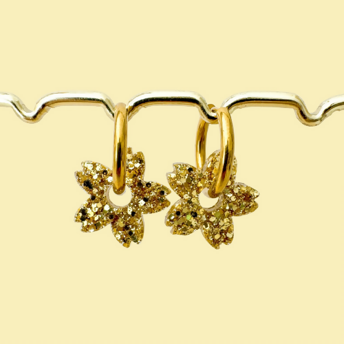 Boucles d'oreilles à paillettes - Fleur de Tiaré - Dorées