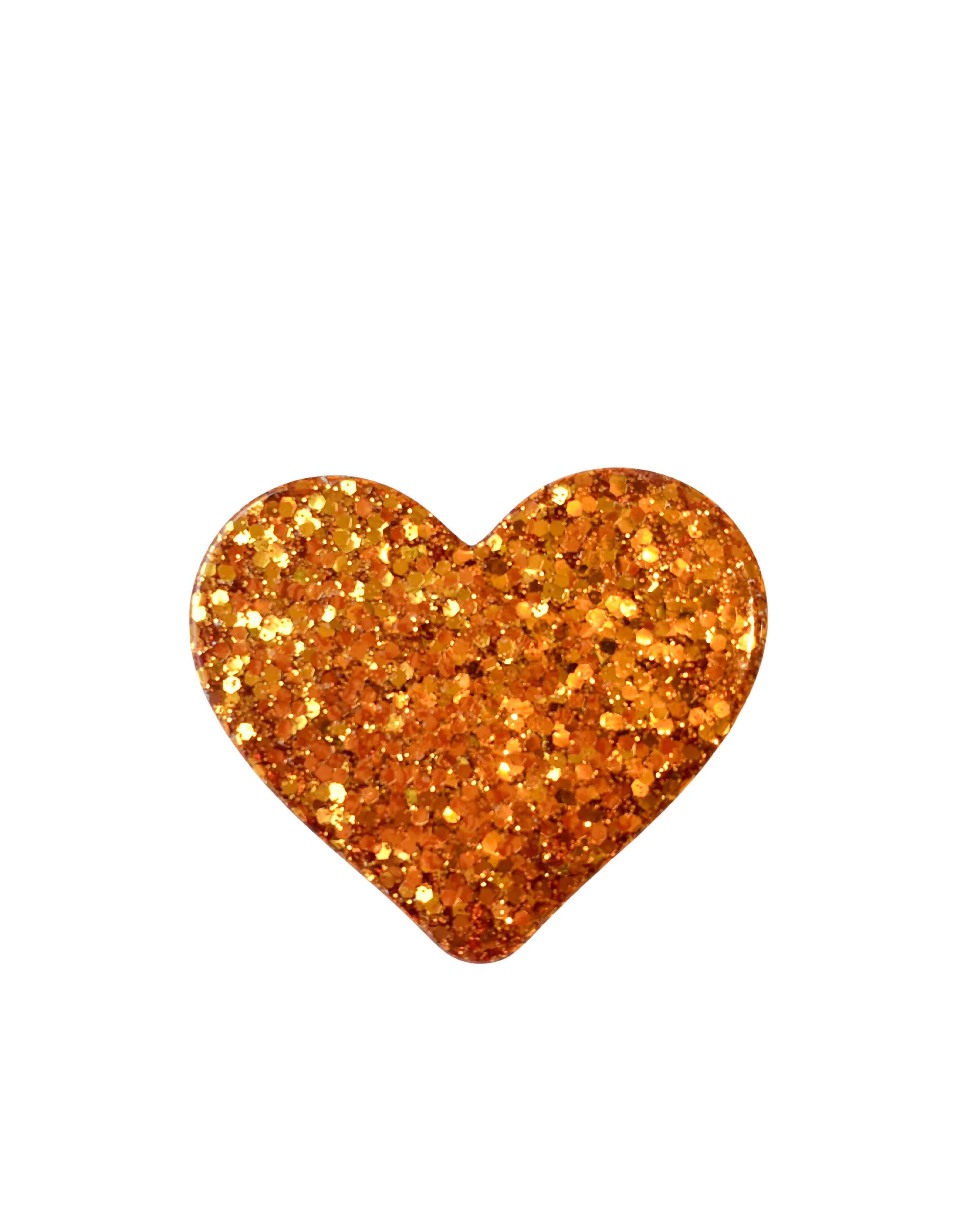 Pin's/Broche à paillettes en forme de Coeur - Orange