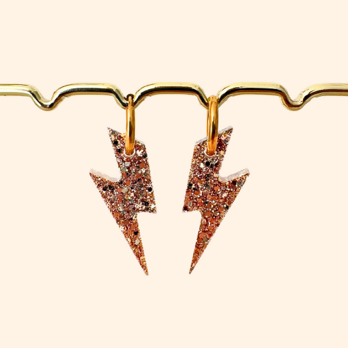Boucles d'oreilles à paillettes - Éclairs - Doré et Argenté
