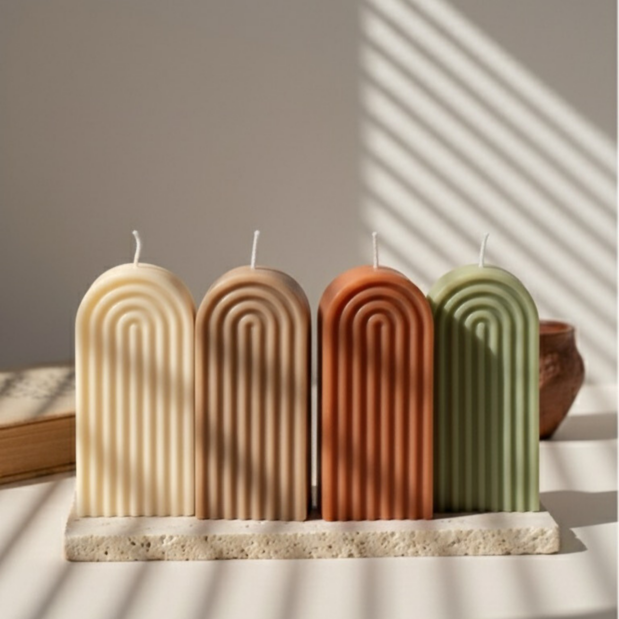 Bougie décorative parfumée “Arche” – Cire de soja – Fleur de Coton – 220g
