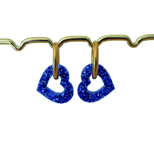 Boucles d'oreilles à paillettes - Coeur - Bleu Marrakech