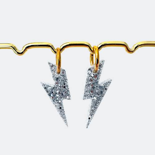 Boucles d'oreilles à paillettes - Éclairs - Argent