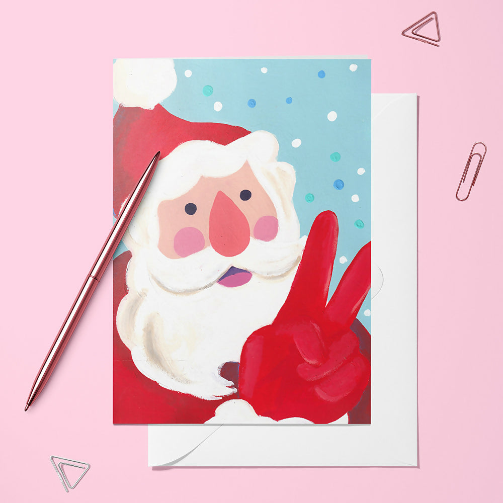 Carte pliée - Selfie du Père Noël