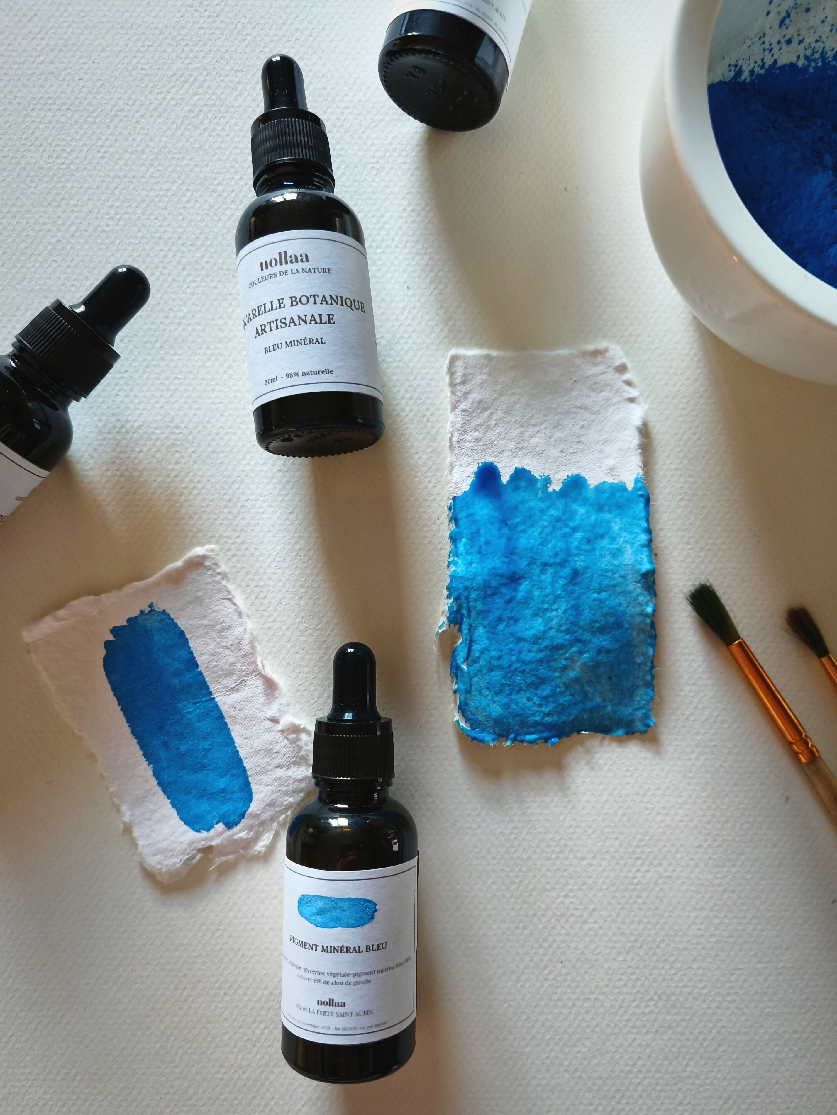 COFFRET AQUARELLES BOTANIQUES ET PAPIER FAIT MAIN