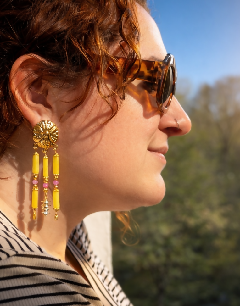 Boucles d'oreilles Esmée - jade citron