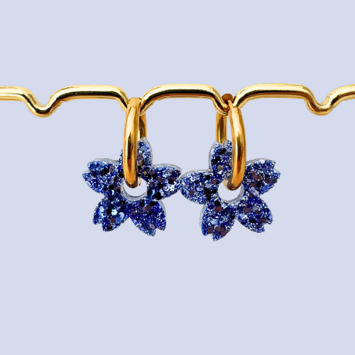 Boucles d'oreilles à paillettes - Fleur de Tiaré - Bleu Glace