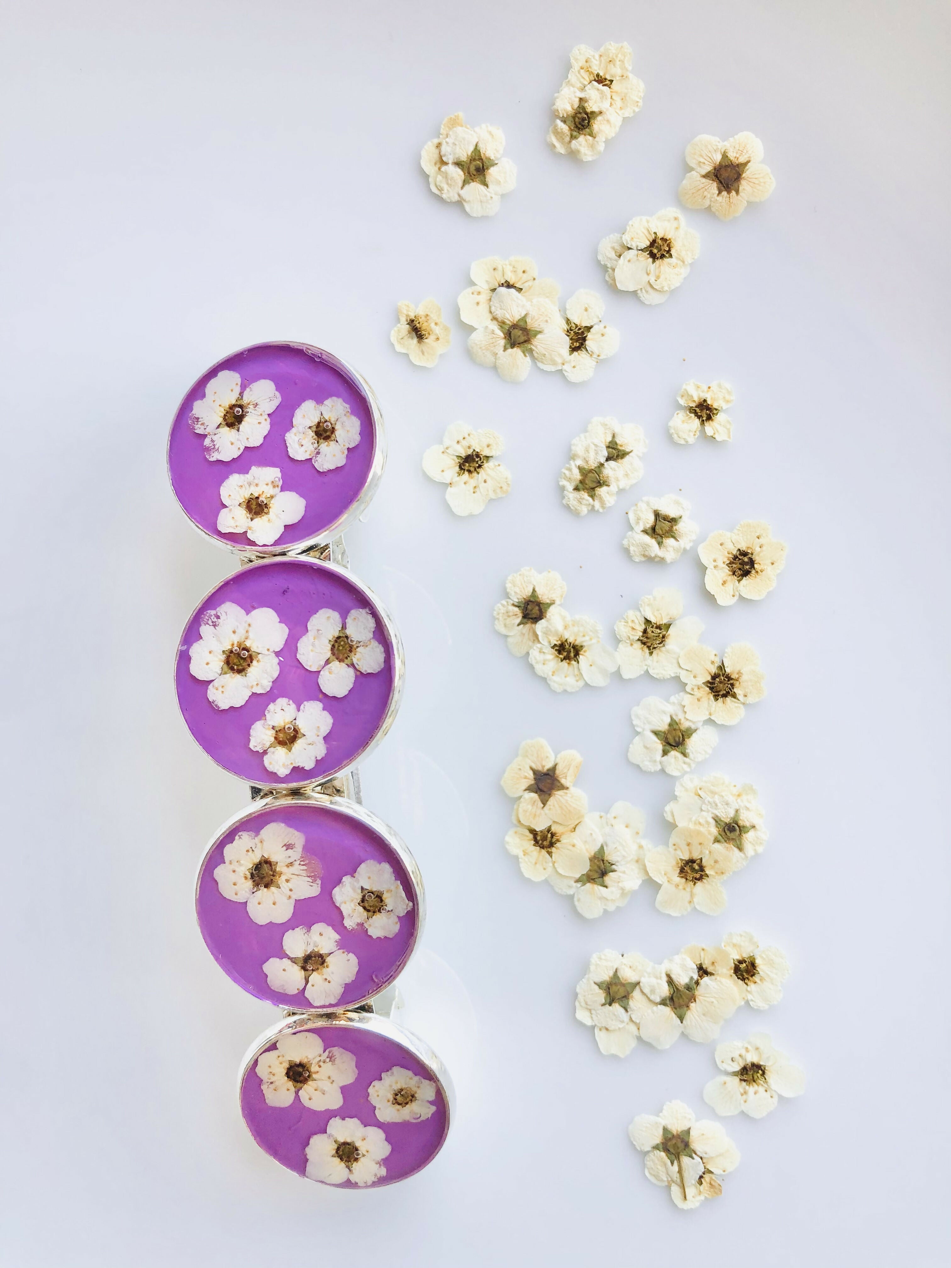 Barrettes à cheveux en fleur de spirée blanche