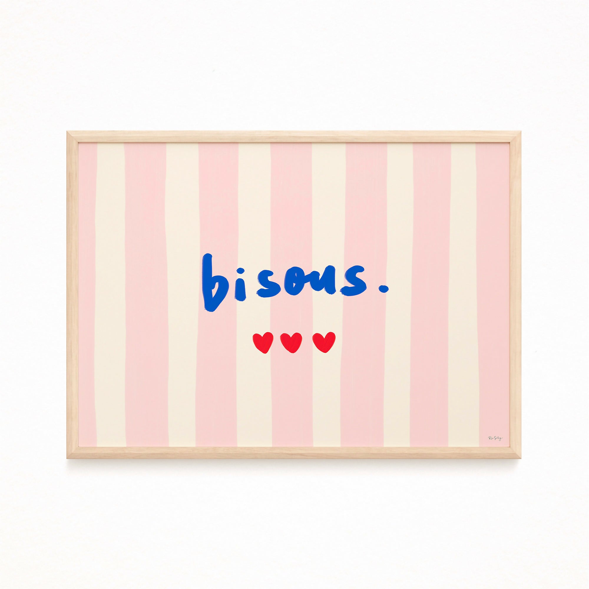 Affiche « Bisous » (rose/bleu)
