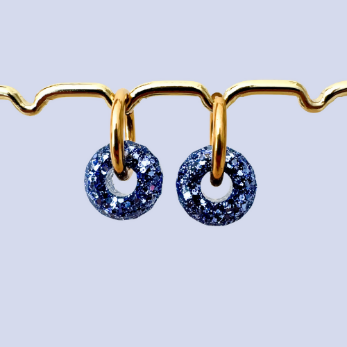 Boucles d'oreilles à paillettes - Boules - Bleu Glace