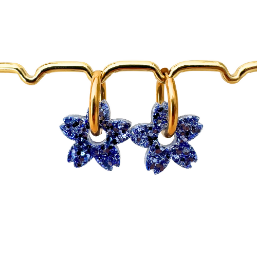 Boucles d'oreilles à paillettes - Fleur de Tiaré - Bleu Glace
