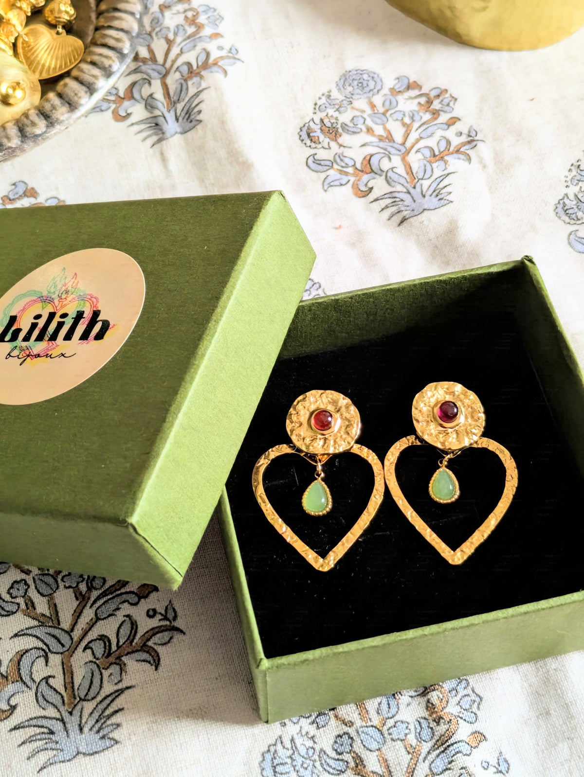 Boucles d'oreilles Debbie - aventurine et grenat