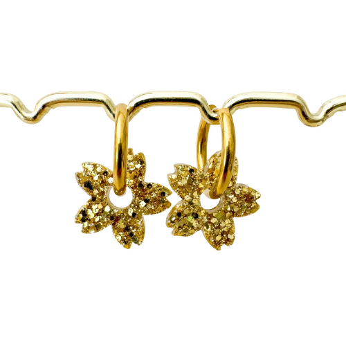 Boucles d'oreilles à paillettes - Fleur de Tiaré - Dorées