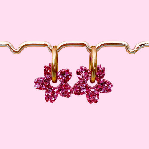 Boucles d'oreilles à paillettes - Fleur de Tiaré - Rose