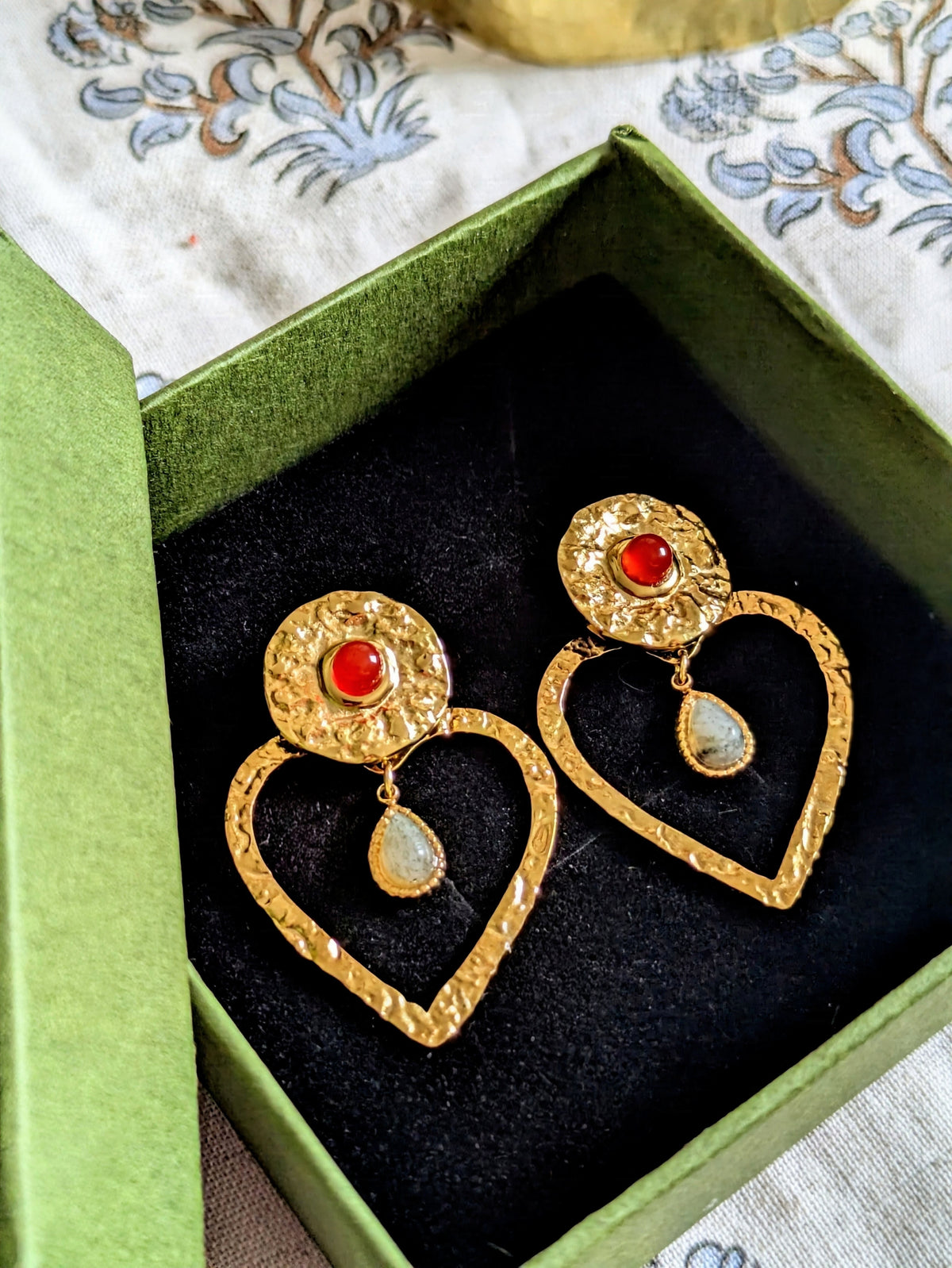 Boucles d'oreilles Debbie - labradorite et cornaline
