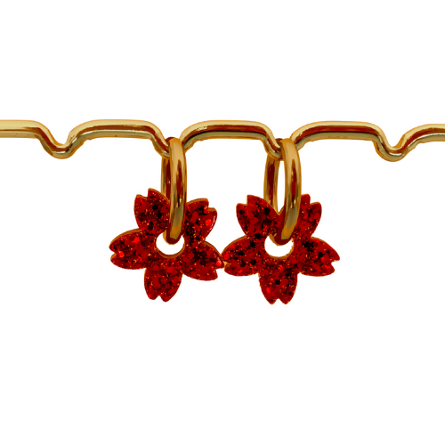 Boucles d'oreilles à paillettes - Fleur de Tiaré - Rouge