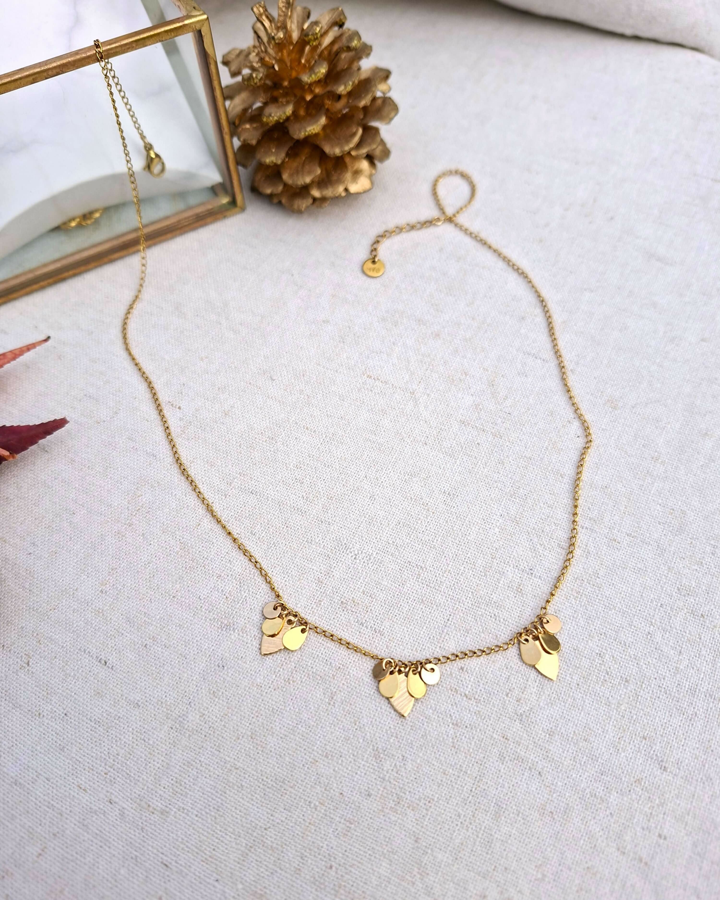 collier LEAVES feuilles or