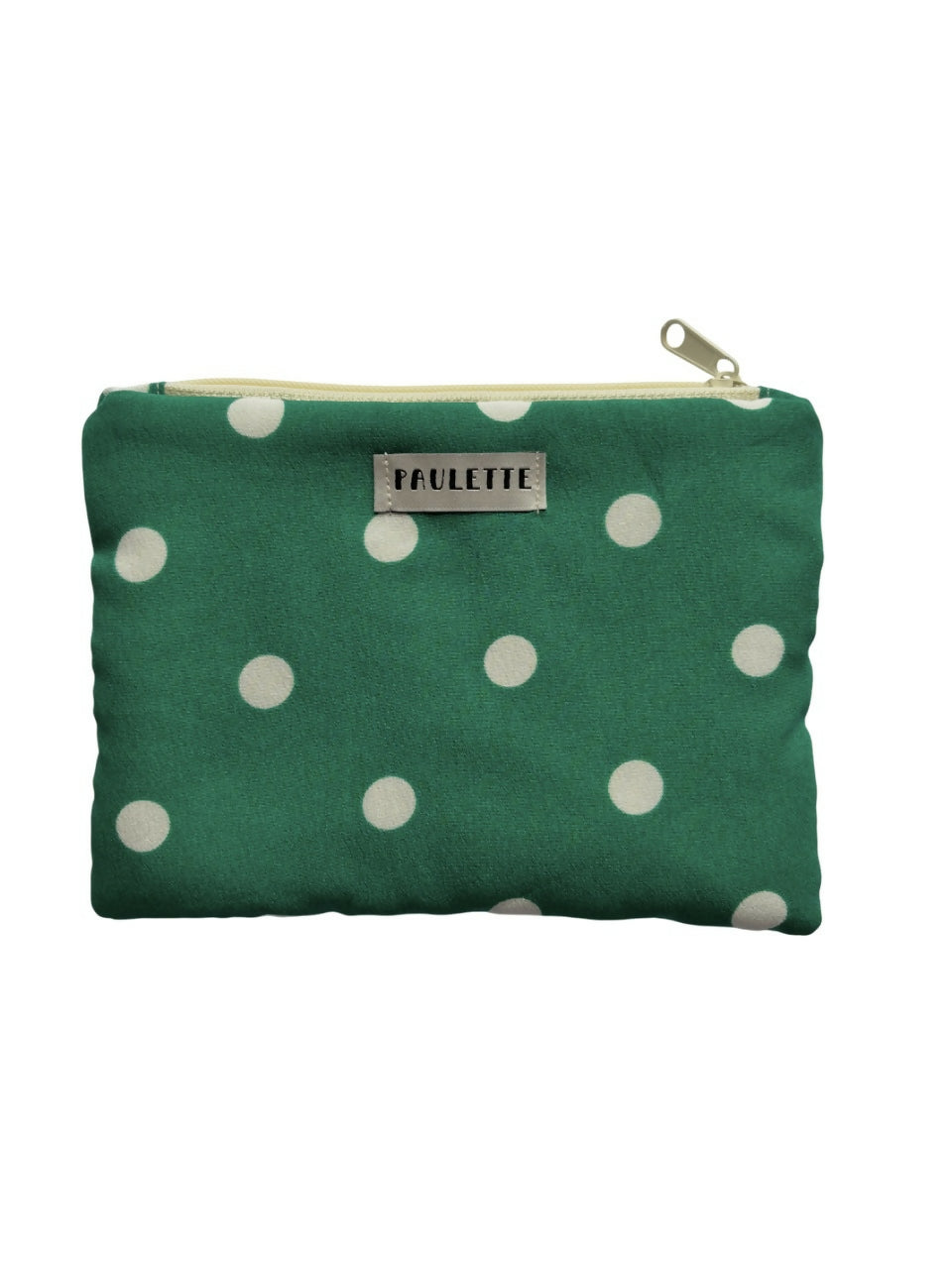 Petite pochette upcyclée - vert à pois