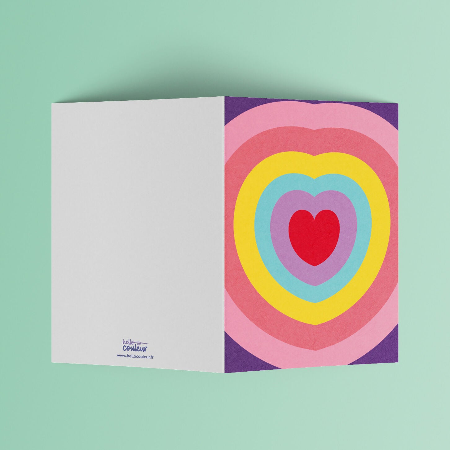 Carte pliée – Cœur Arc-en-ciel