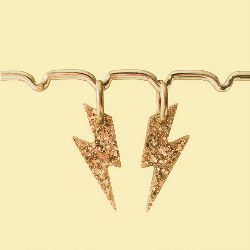 Boucles d'oreilles à paillettes - Éclairs - Doré