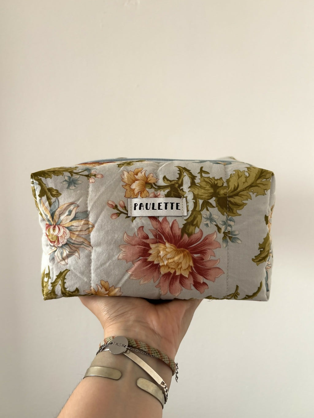 Trousse de toilette tissu vintage - pièce unique upcyclée
