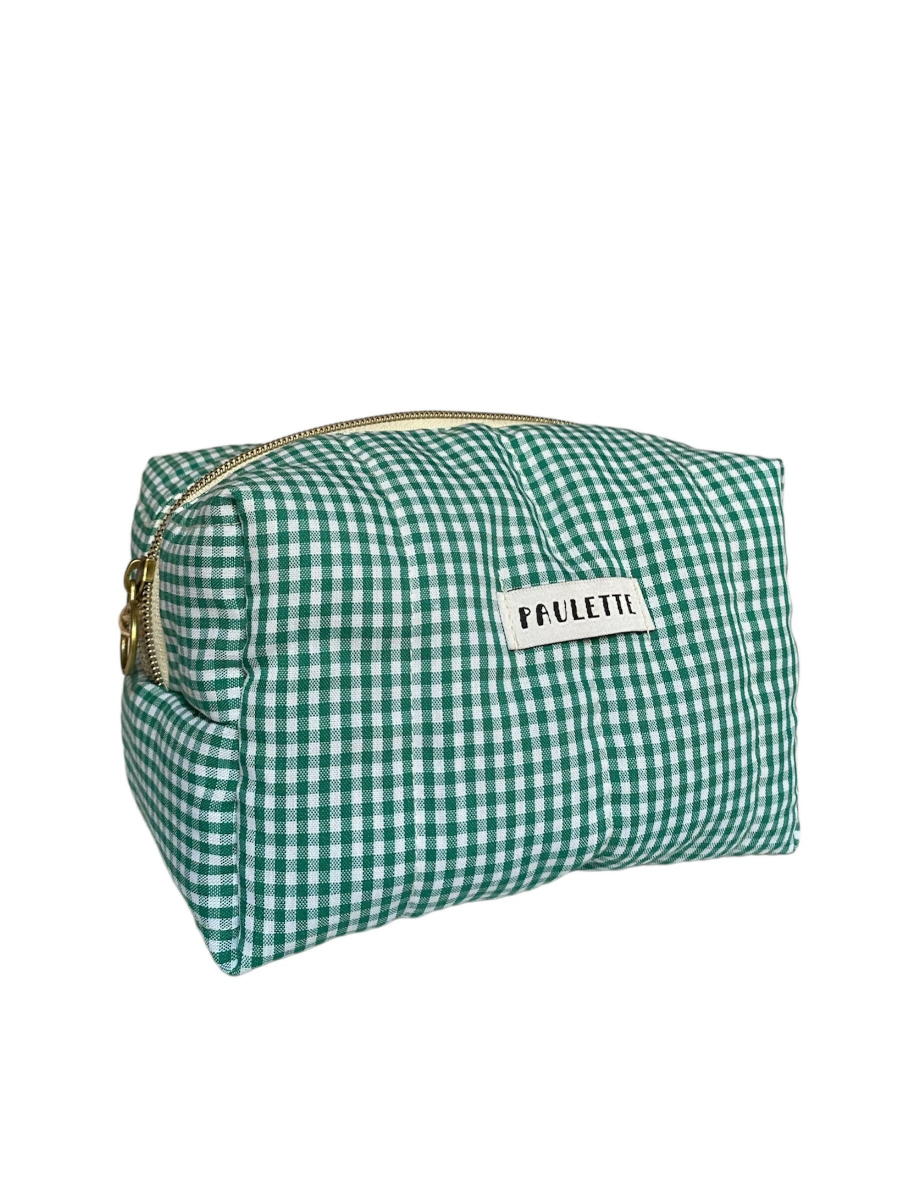 Trousse de toilette vichy vert