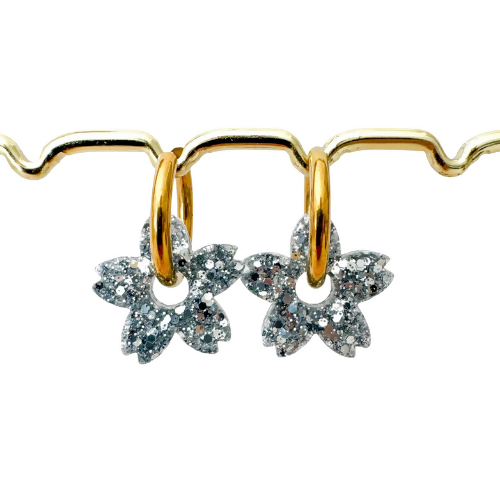 Boucles d'oreilles à paillettes - Fleur de Tiaré - Argenté