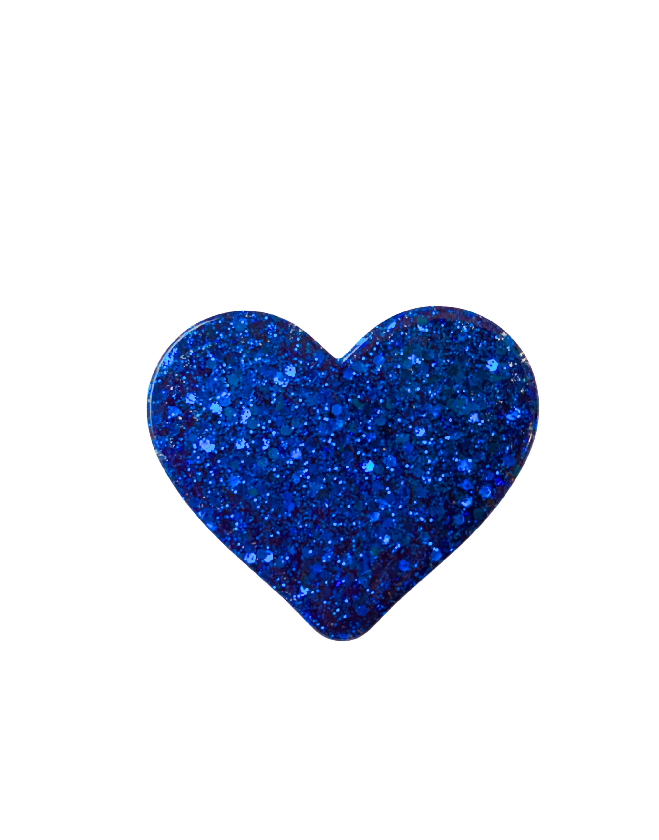 Pin's/Broche à paillettes en forme de Coeur - Bleu Electrique