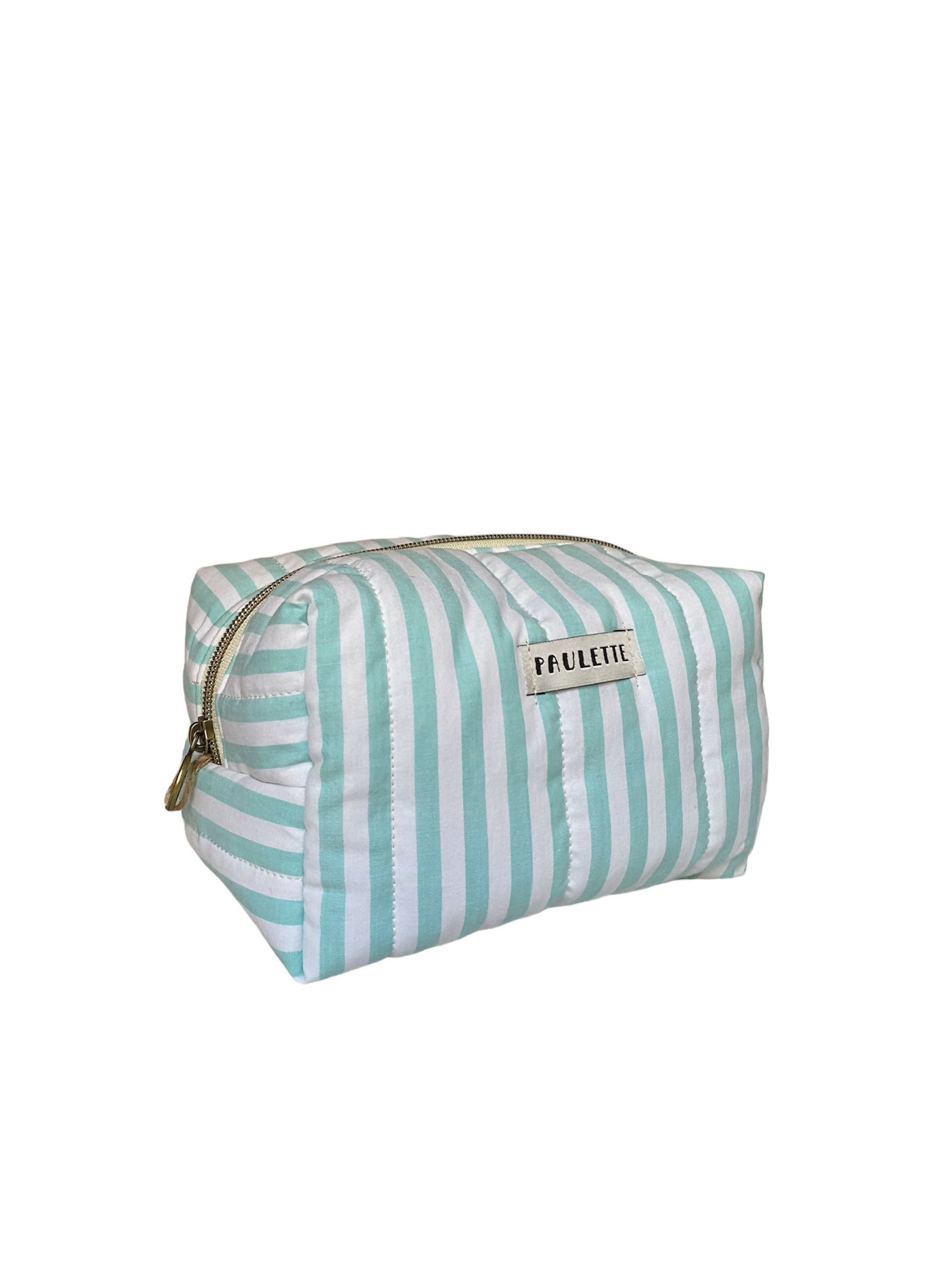 Trousse de toilette rayures turquoise