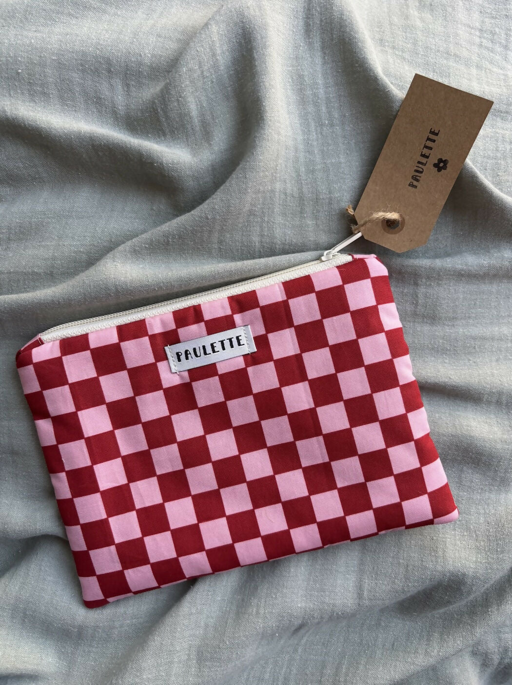 Petite pochette - damier rose et rouge