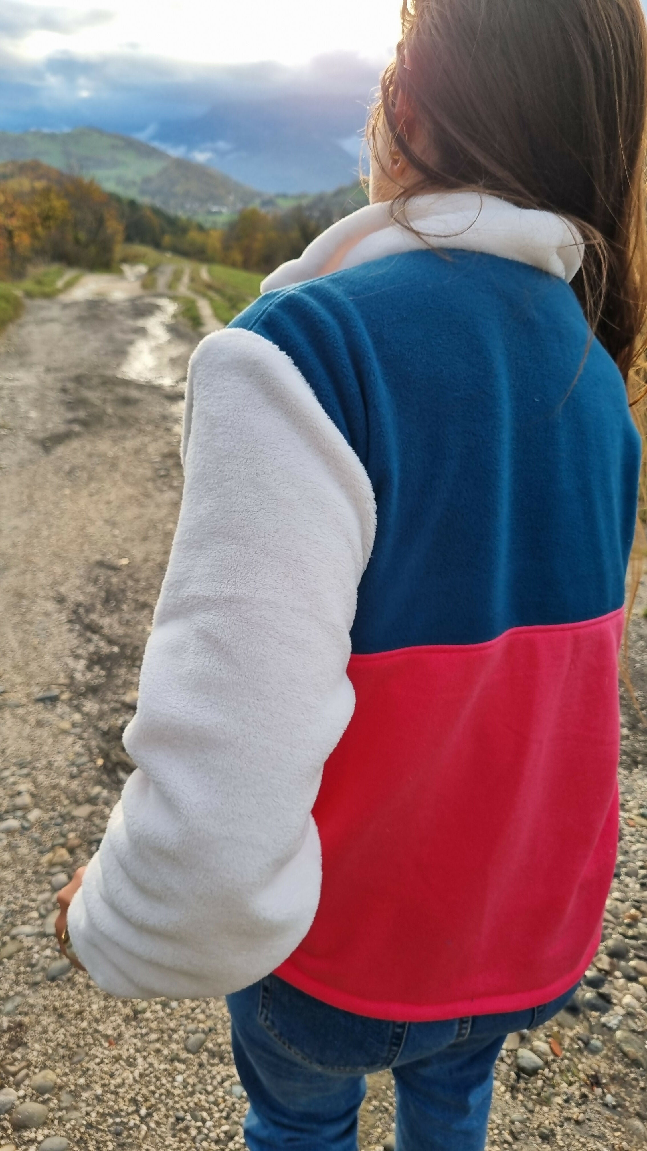 Polaire rose, bleu, jaune