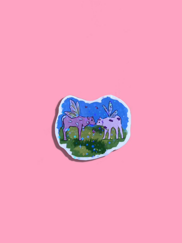 Sticker Vache féerique pastel