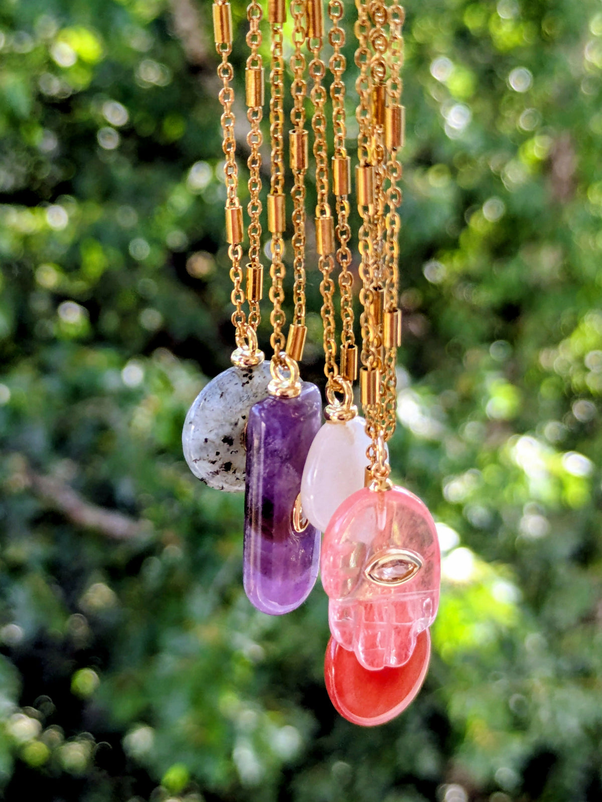 Sautoir Lila - quartz cerise